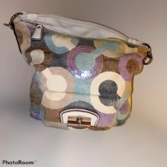 Coach Kristin Optic art sequin  hobo bag rare - Picture 3 of 15